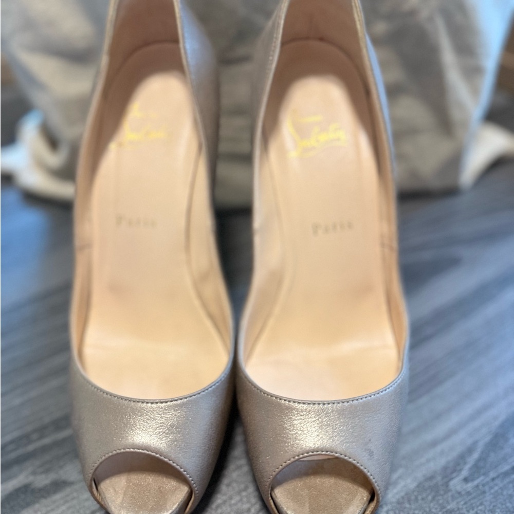 Christian Louboutin Women's Peep Toe Heels - Silver